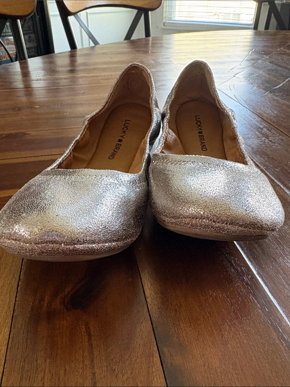 Lucky Brand Women's Metallic Silver Ballet Flats Size 9.5